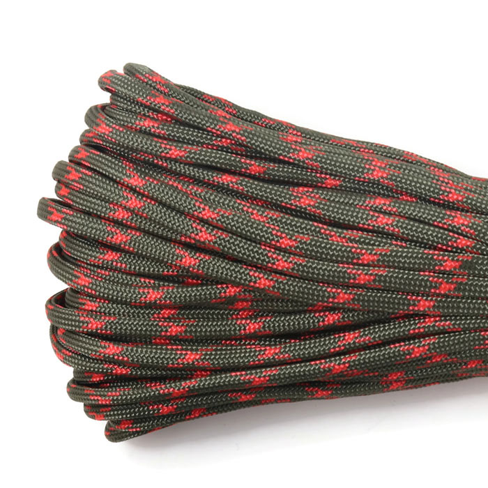 Paracord, dark green-orange camouflage, 4mm, 2m