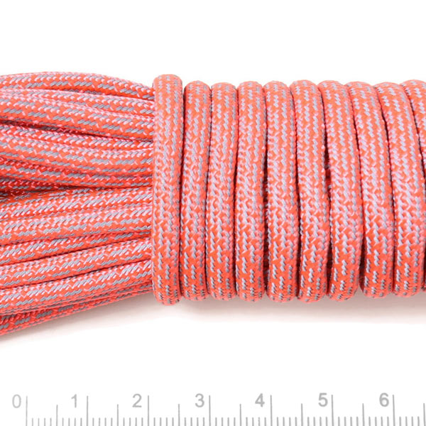 Paracord, reflective, bulk purchase, super reflective, Orange Matrix, 3-4mm, 10m