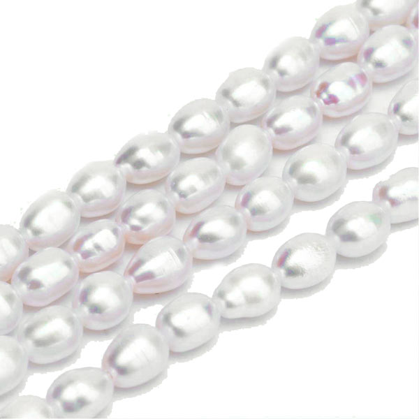 Freshwater pearl, full strand, white rice, A-grade, approx 5.5x4mm, 70pcs