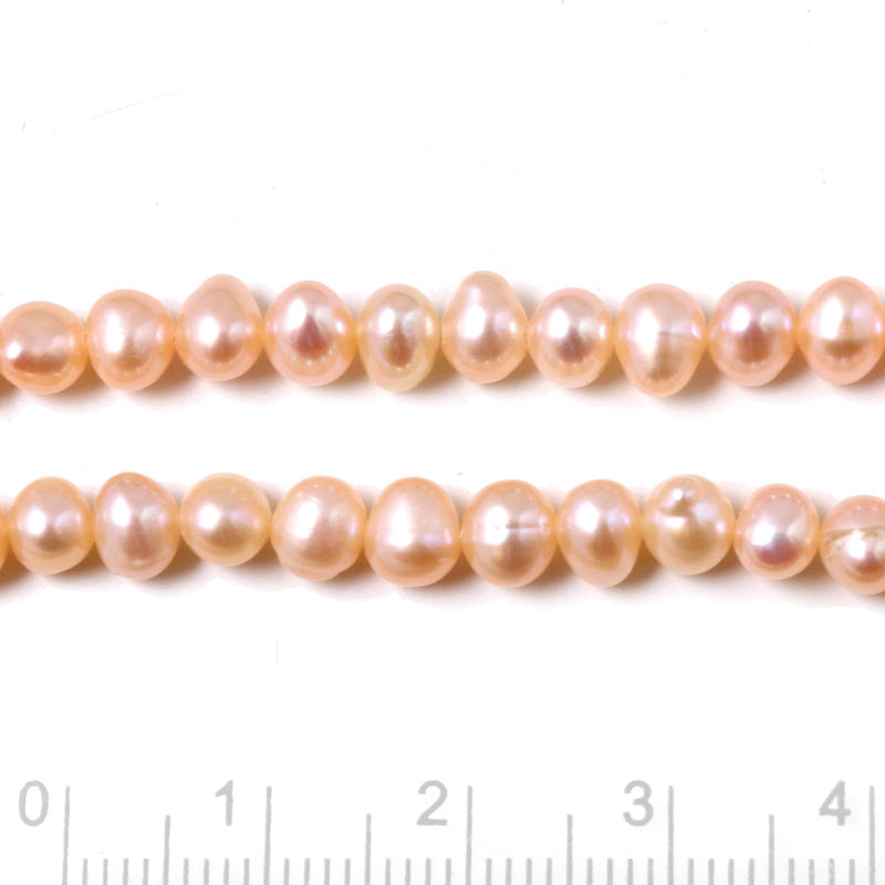 Freshwater pearl, rose, potato, 4,5x6mm, A-grade, 6pcs