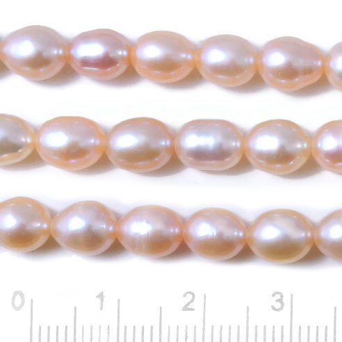 Freshwater pearl, full strand, peach color, drop, 8,5x6.5mm, A-grade, 41pcs
