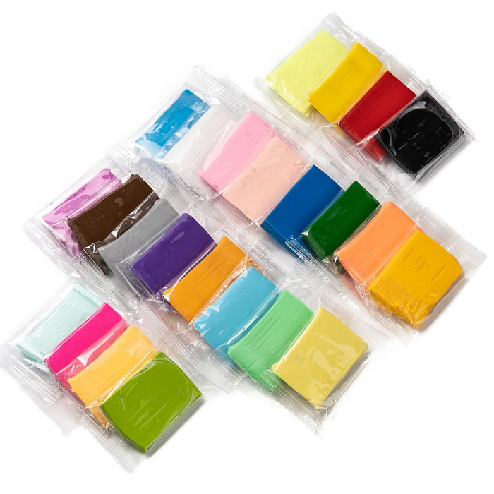 Fimo clay, kit of mixed colours, 24 different colours, 20 grams of each.