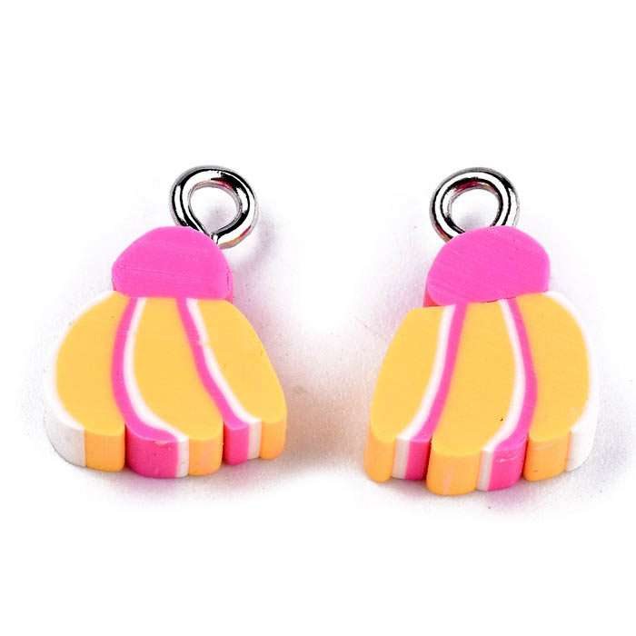 Fimo pendant, banana, 14x8x4, eye diameter 2 mm, 4 pcs