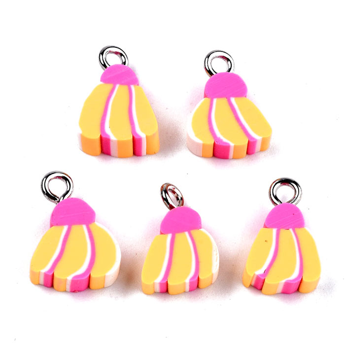 Fimo pendant, banana, 14x8x4, eye diameter 2 mm, 4 pcs