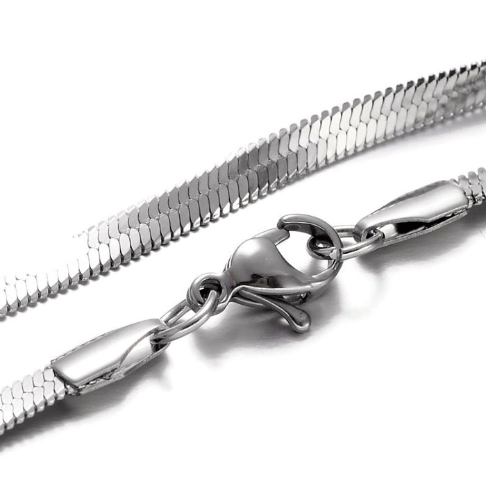 Flat Snake necklace, stainless steel, 3x0.6 mm, 45 cm