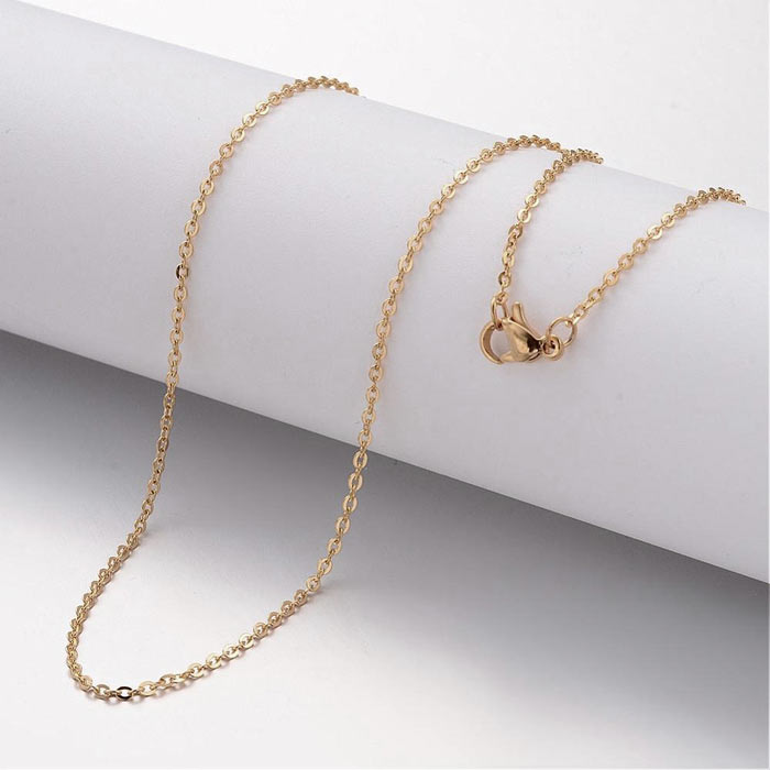 Anchor necklace, gold-plated steel, 1.5 mm, 45 cm