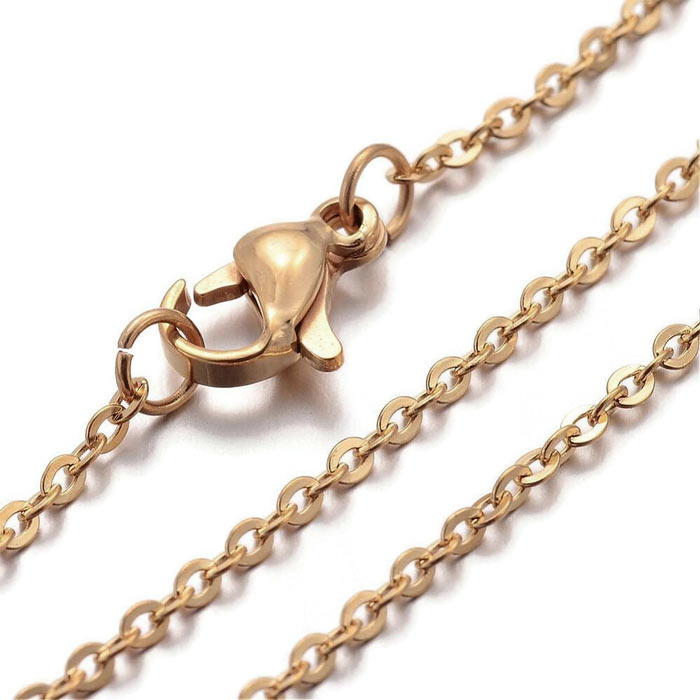 Anchor necklace, gold-plated steel, 1.5 mm, 45 cm