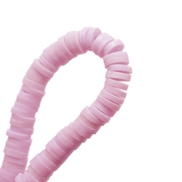 Fimo beads, coin shape, full strand, Heishi style, pearl pink, 8x1mm, 380pcs