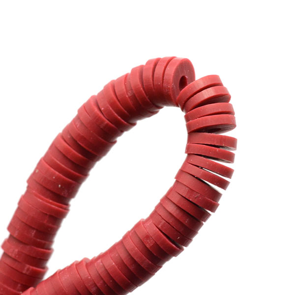 Fimo beads, coin shape, full strand, Heishi style, dark red, 8x1mm, 380pcs