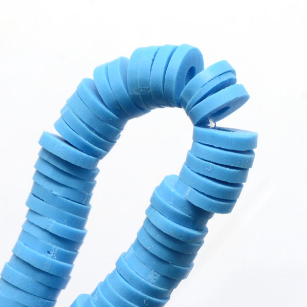 Fimo beads, coin shape, full strand, Heishi style, dodger blue, 8x1mm, 380pcs
