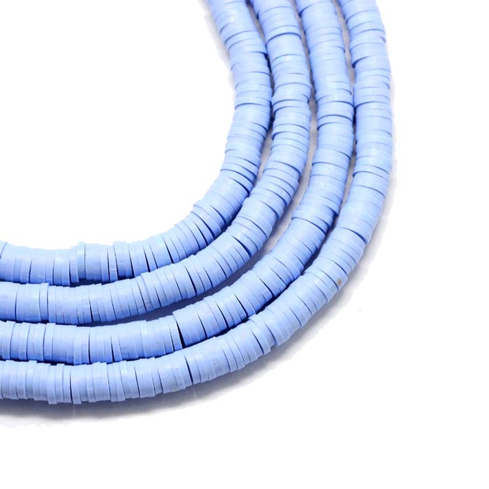 Fimo beads, coin shape, full strand, Heishi style, cornflower blue, 6x1mm, 380pcs