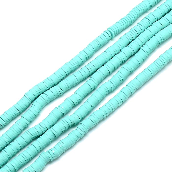 Fimo beads, coin shape, full strand, Heishi style, turquoise, 8x1mm, 380pcs
