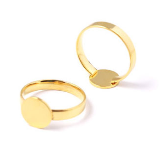 Finger ring, Gilded steel, 10mm plate. adjustable size 53-56, 1pc.