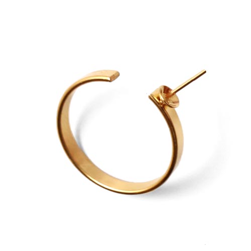 Flat finger ring, shiny gilded steel, cup and peg, size 50-54, 1pc