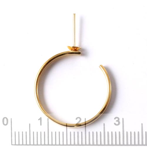 Flat finger ring, shiny gilded steel, cup and peg, size 50-54, 1pc
