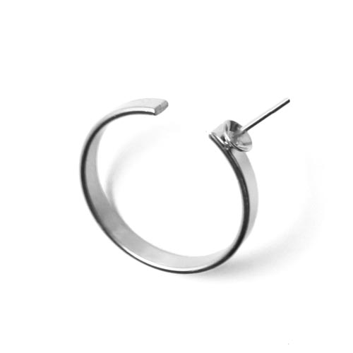 Flat finger ring, shiny steel, cup and peg, size 50-55, 1pc.