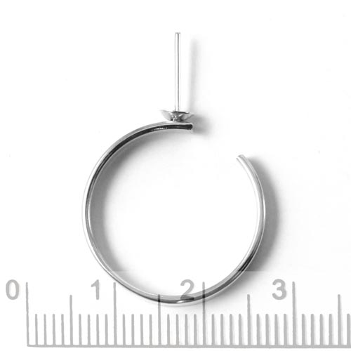Flat finger ring, shiny steel, cup and peg, size 50-55, 1pc.
