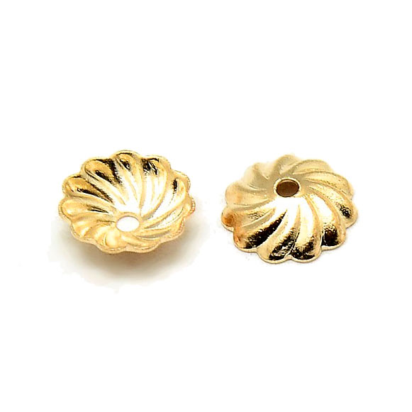 Gilded bead cap, medium size, twirl pattern, 7x2mm, 20pcs.