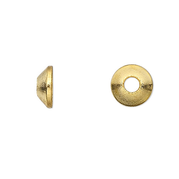 Bead cap, gold plated steel, cone shape, 5x2mm, for 6-8mm beads, 10pcs