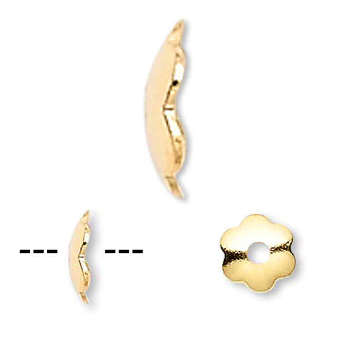 bead cap, gilded brass, simple flower, diameter 3.5mm, 20pcs