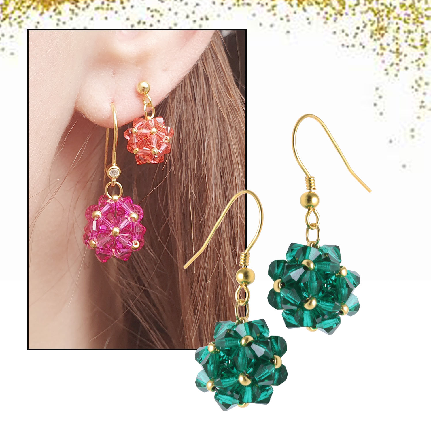 Preciosa, crystal, bead, emerald green, bicone, 4mm, 10 pcs