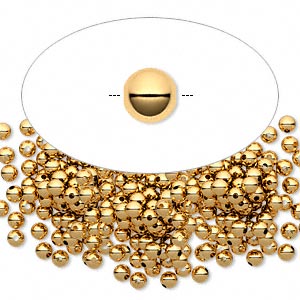 Gilded brass bead, through-drilled, hollow, 5mm 100pcs.