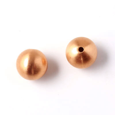 Frosted rose-gilded steel bead, diameter 6mm, inner hole size 2mm, 2pcs