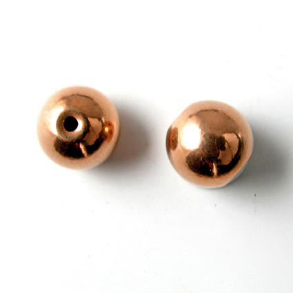 Rose-gilded steel bead, diameter 8 mm, inner hole size 2 mm, 2pcs