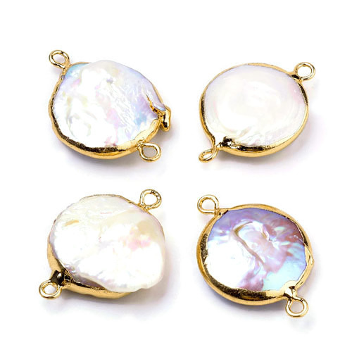 Keshi pendant, gilded, baroque freshwater pearl, approx. 24x16-19mm, 1pc.
