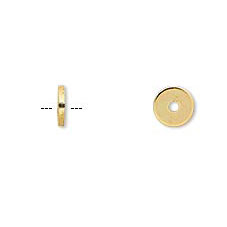 Connector bead, gold-plated steel, Heishi coin shape, 4x2mm, 20pcs