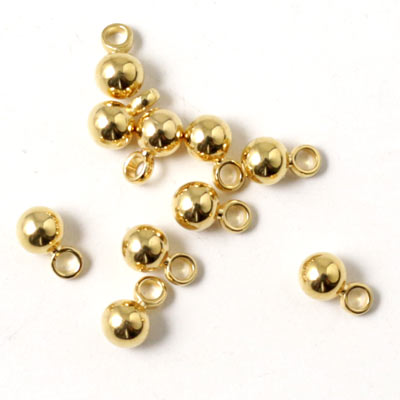 Sphere pendant with loop, gilded brass, 3x5mm, 10pcs.