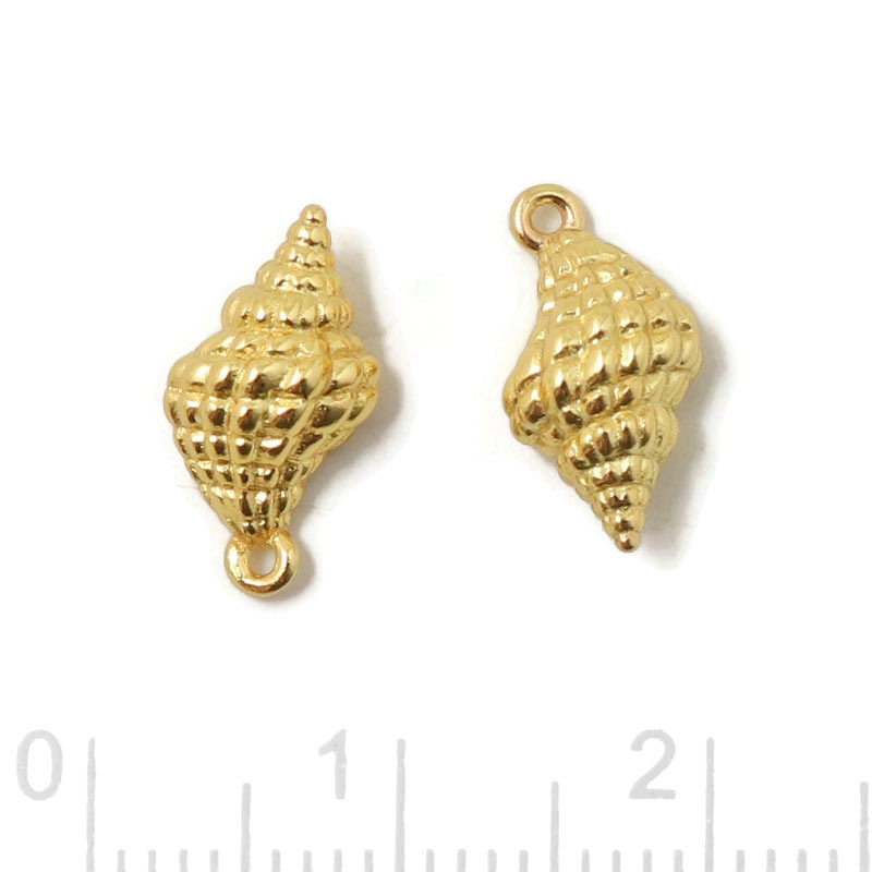 Small conch pendant with loop, gold-plated silver, 13x6.5 mm, 1 pc