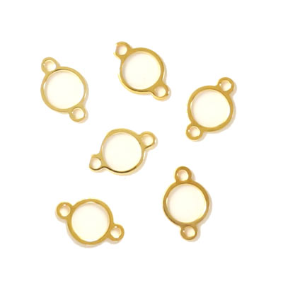 Connector bead, gilded brass simple round silhouette 10x14 mm, 2 eyes, 10pcs