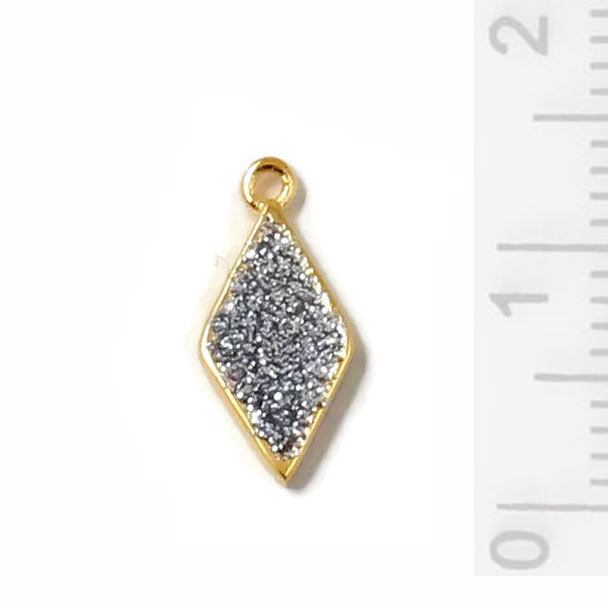 Pendant with small crystals and eye, rhomb, gold-plated silver, 1pc