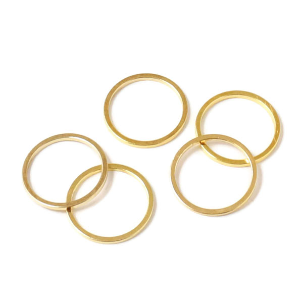 Ring, gilded brass, closed, flat wire, 14x1mm, 10pcs