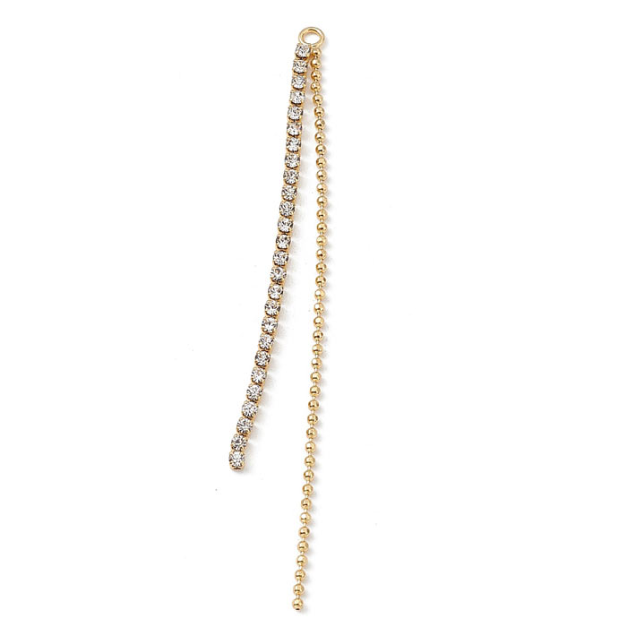 Chain pendant with ball chain and crystal chain, 67 mm, gold-plated brass, 1 piece