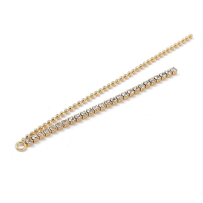 Chain pendant with ball chain and crystal chain, 67 mm, gold-plated brass, 1 piece