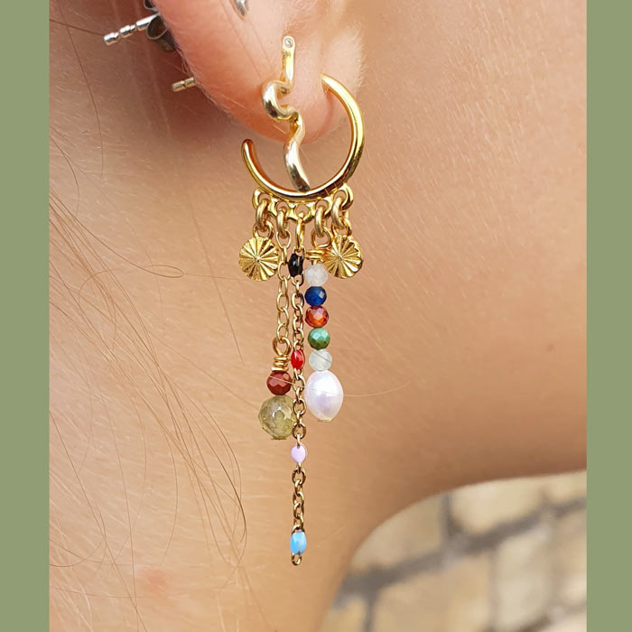 Charm, round with sun beam facets and loop, silver, 4x6x1mm, 2pc
