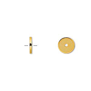 Simple Heishi coin with hole in the middle, gilded steel, 6mm, 10pcs