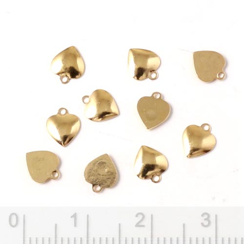 Small heart pendant with eye, gilded brass, 6.5x5,5mm, 10pcs