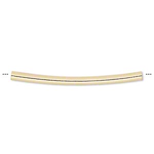 Gilded curved tube, 21x1.5mm, 10pcs.