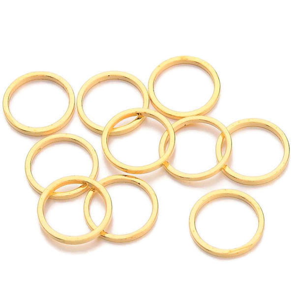 Ring, gilded brass, closed, flat wire, 8x1mm, 10pcs