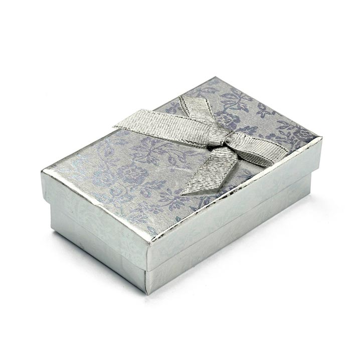 Gift box, silver with silver bow, 80x50x27mm, 2pcs.