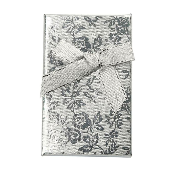 Gift box, silver with silver bow, 80x50x27mm, 2pcs.