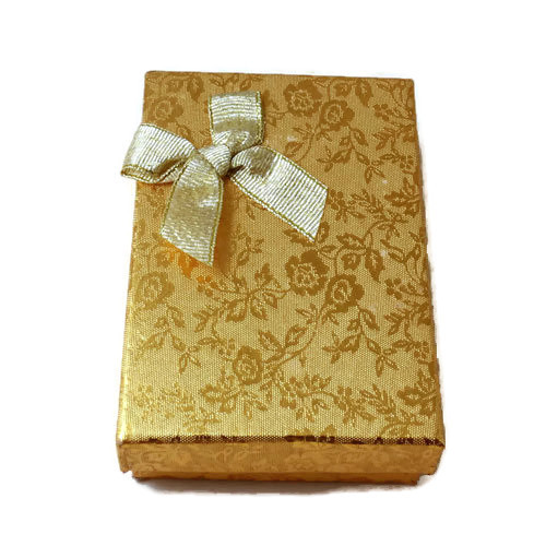 Gift box, golden with golden bow, 80x50x27mm, 2pcs.