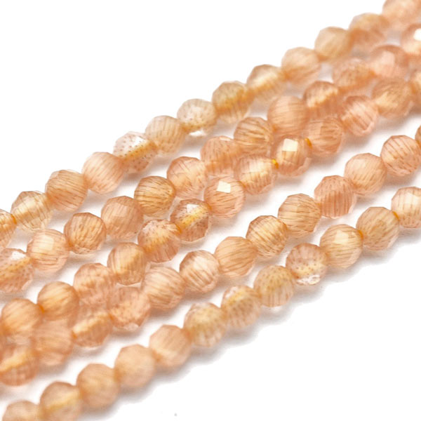 Cat's eye beads, entire strand, light salmon color, faceted glas, round, 3mm, 125pcs