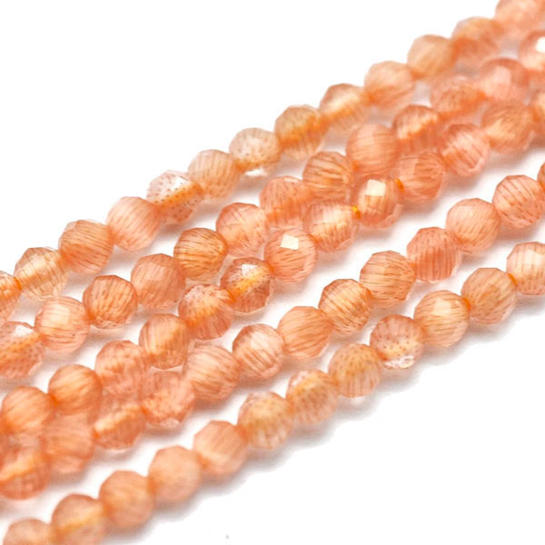 Cat's eye beads, entire strand, salmon color, faceted glas, round, 2mm, 175pcs