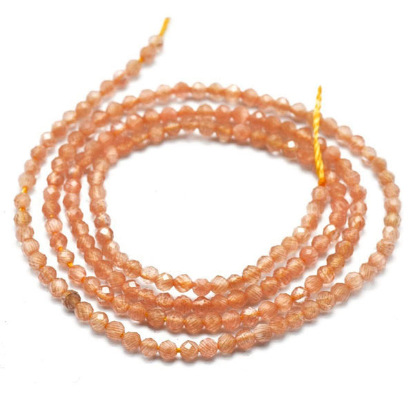 Cat's eye beads, entire strand, salmon color, faceted glas, round, 2mm, 175pcs