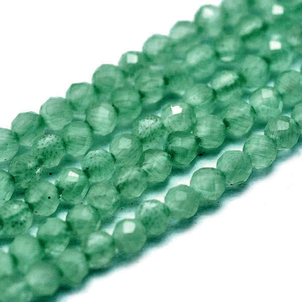 Cat's eye beads, entire strand, dark green, faceted glass, round, 3mm, ca. 125pcs
