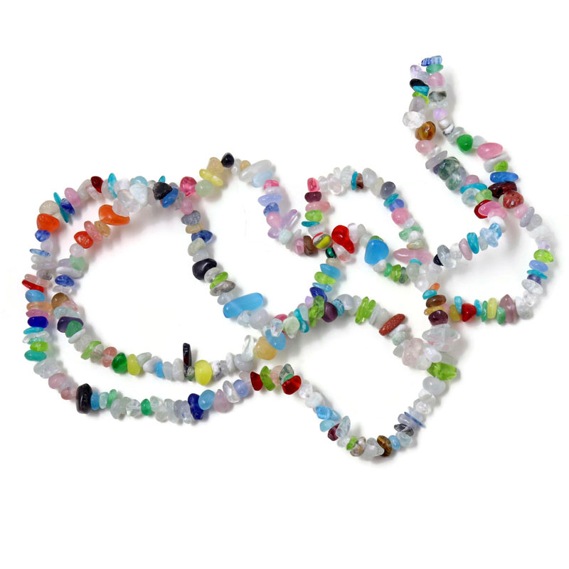 Cat eye beads, double length strand, nuggets, mix colours, 4-8x2-3 mm, approx. 380 pcs